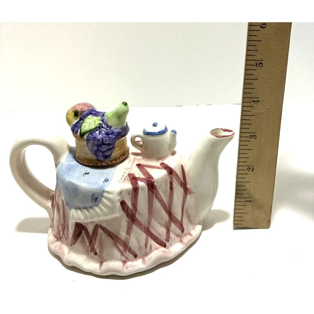 Vintage SUNSHINE Ceramic Novelty Teapot Table with Fruit and Tea - 1987 England